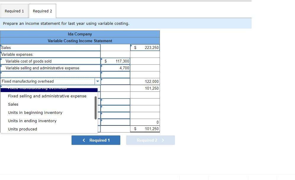 I need help with the actual categories in this statement. I