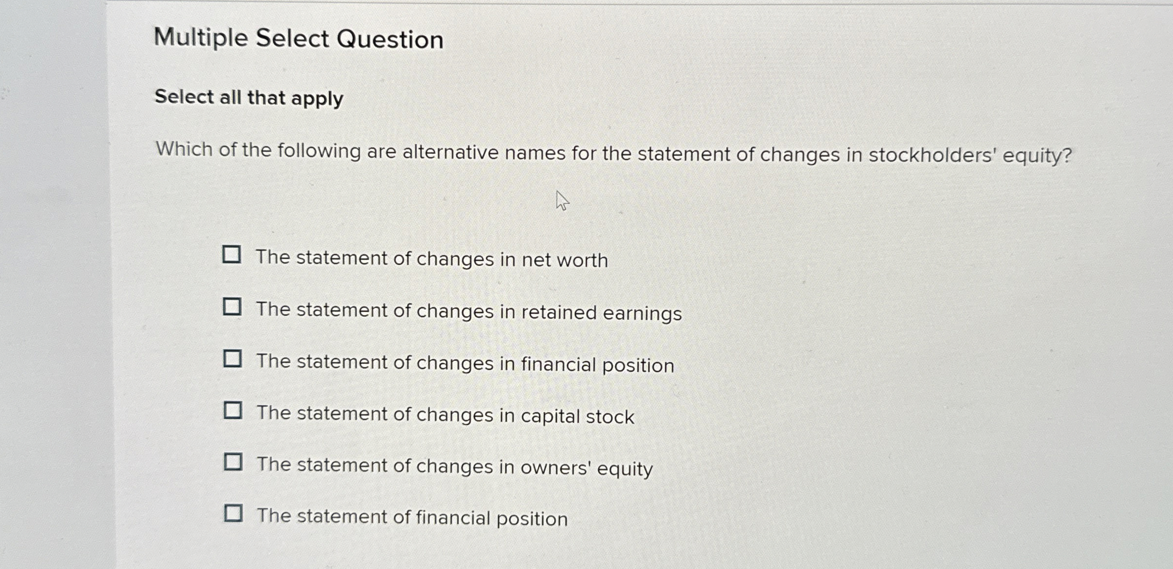  Multiple Select Question Select all that apply Which of the following
