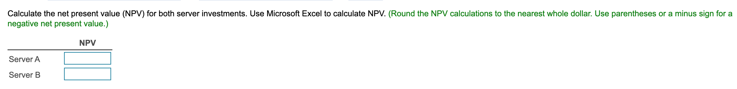 Server A's estimated useful life is three years, and it costs $43,000.
