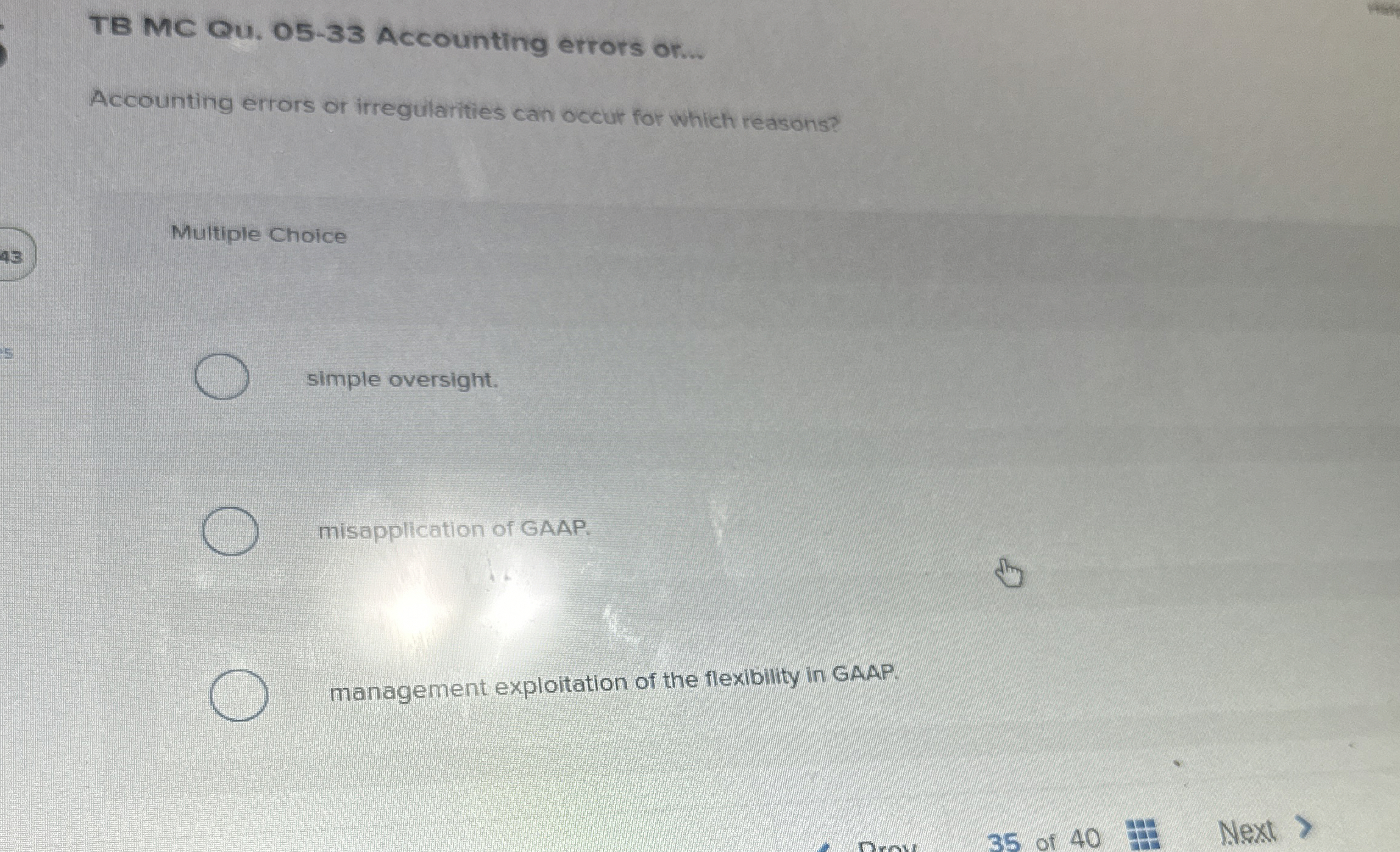  TB MC Qu.05-33 Accounting errors or... Accounting errors or irregularities can