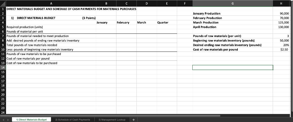 equals sign "=")!!!! Please show the full equation for each cell and
