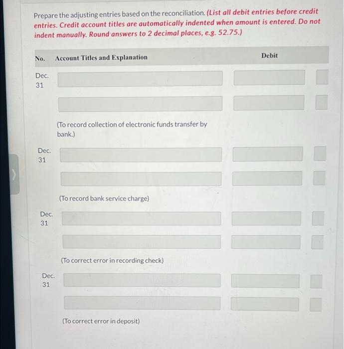 and deposits. The adjusted cash balance per bank agreed with the cash