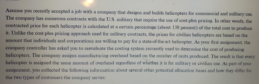 of the two types of products Which costing method do you think