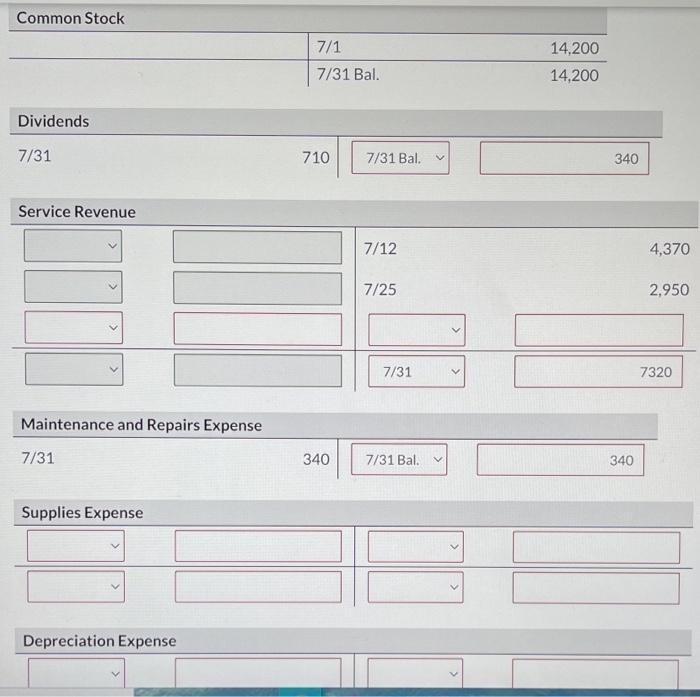July, the following transactions were completed. July 1 1 3 5 12
