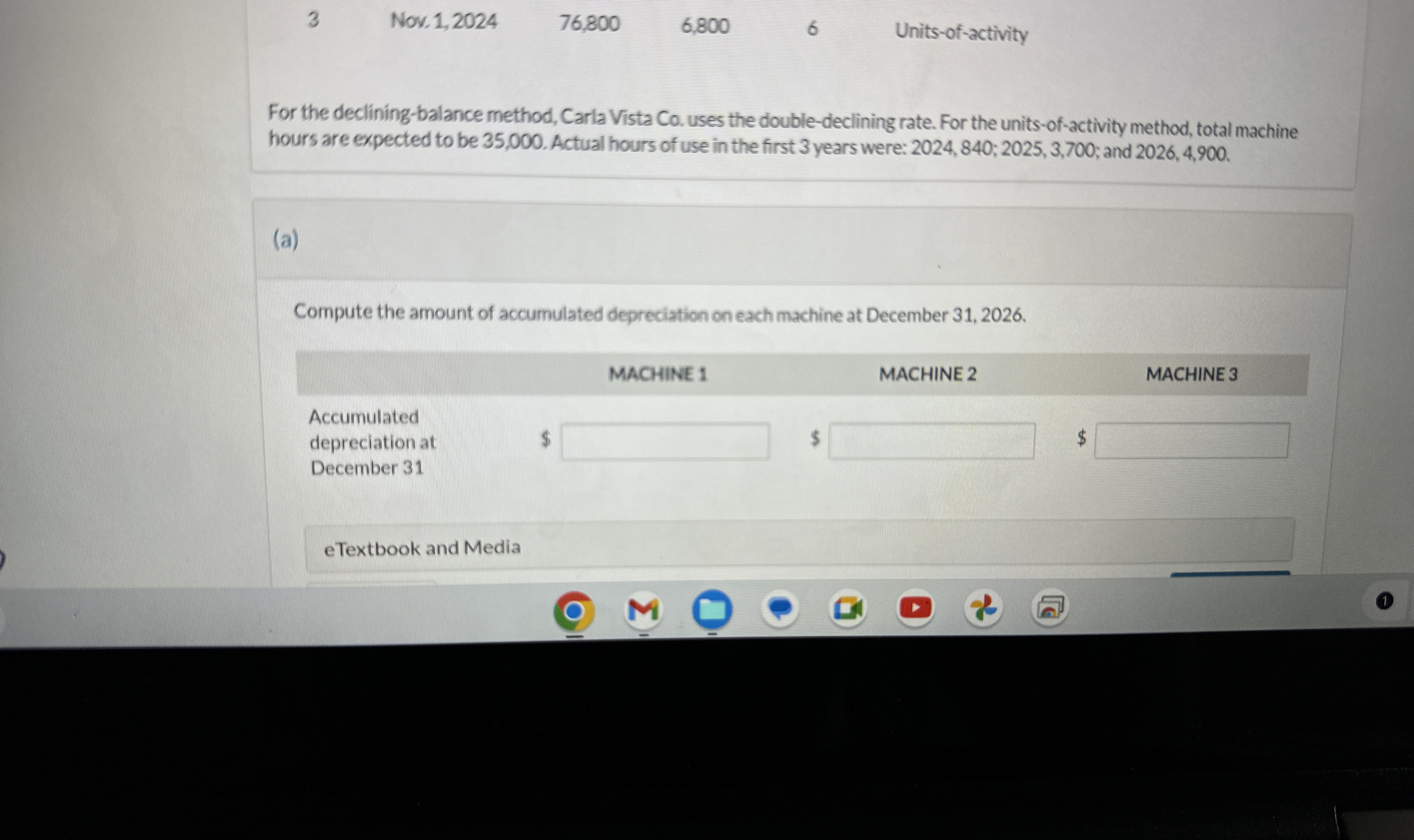  3 Nov, 1,2024 76,800 6,800 6 Units-of-activity For the declining-balance method,