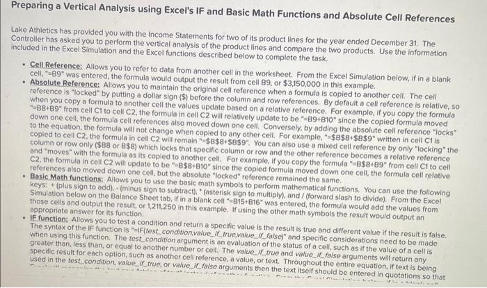  Preparing a Vertical Analysis using Excel's IF and Basic Math Functions