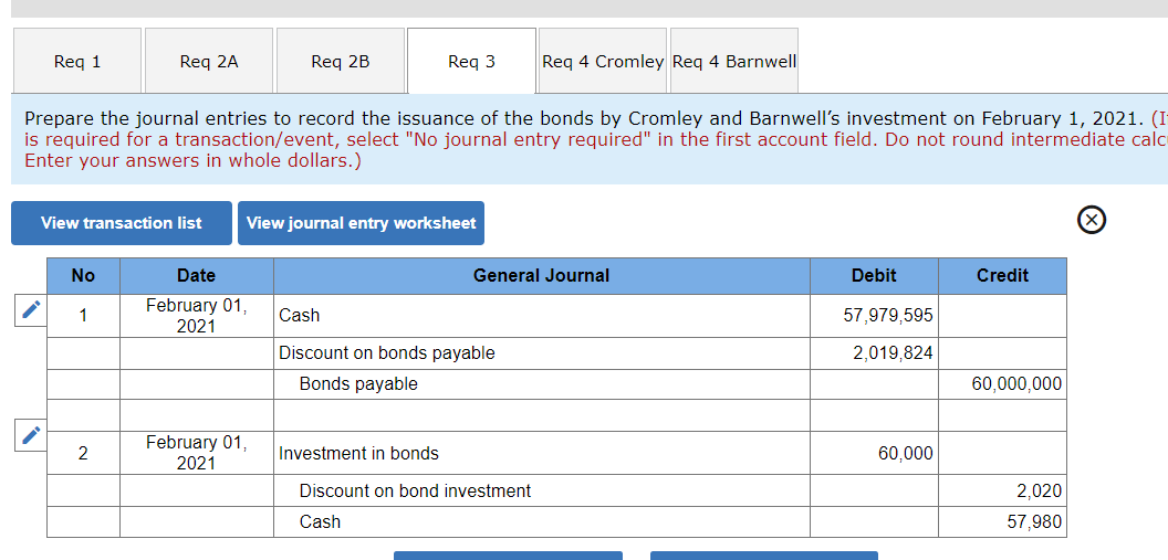 Company. 4) Record the payment of interest for Cromley Company. 5) Record