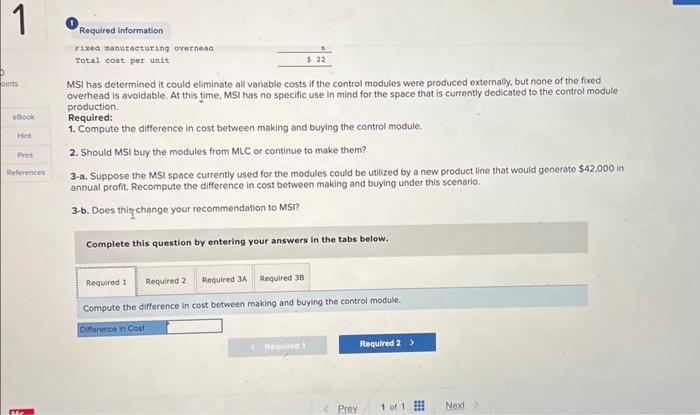control modules were produced externally, but none of the fixed overhead is