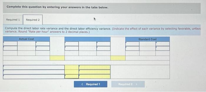 for direct materials and direct labor. Direct materials (14 pounds o $5