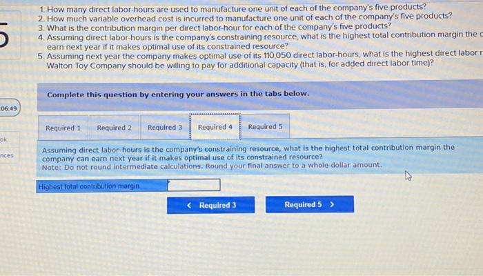 1. How many direct labor-hours are used to manufacture one unit of