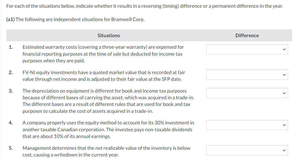  Possible answer: Permanent and Reversing Difference Permanent difference Reversing Difference For