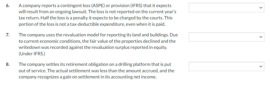 each of the situations below, indicate whether it results in a reversing