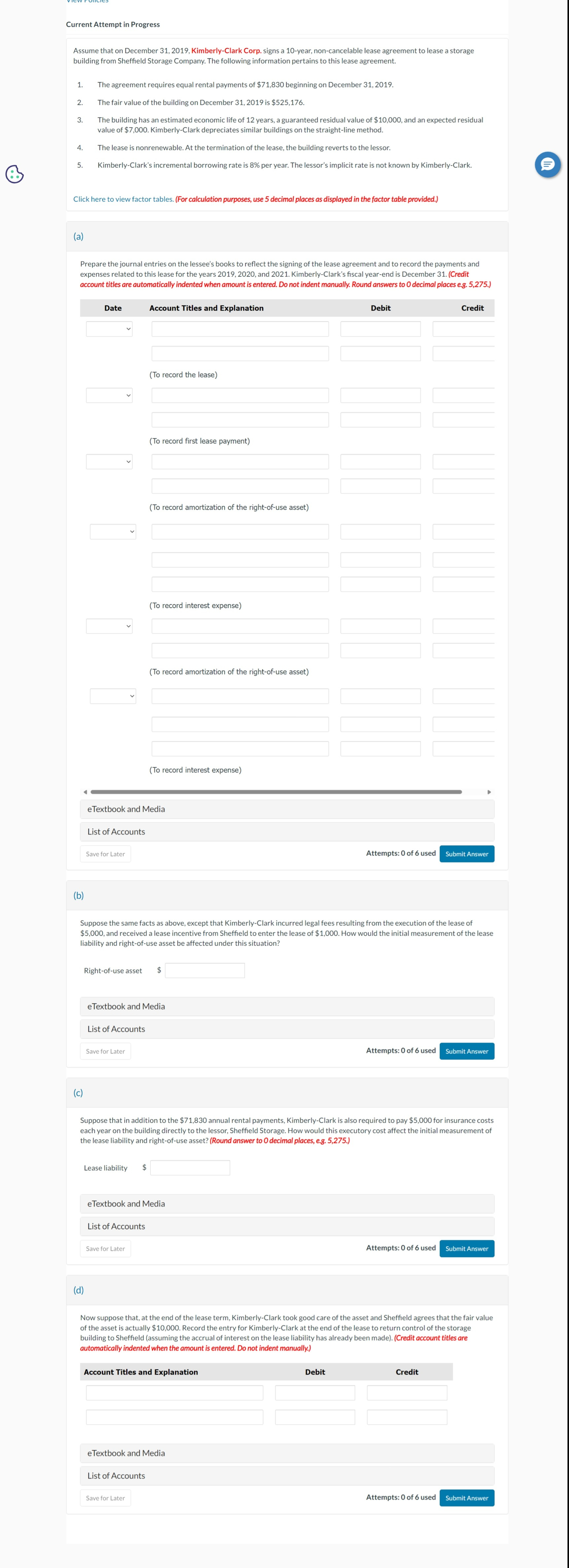  Current Attempt in Progress Assume that on December 31,2019, Kimberly-Clark Corp.