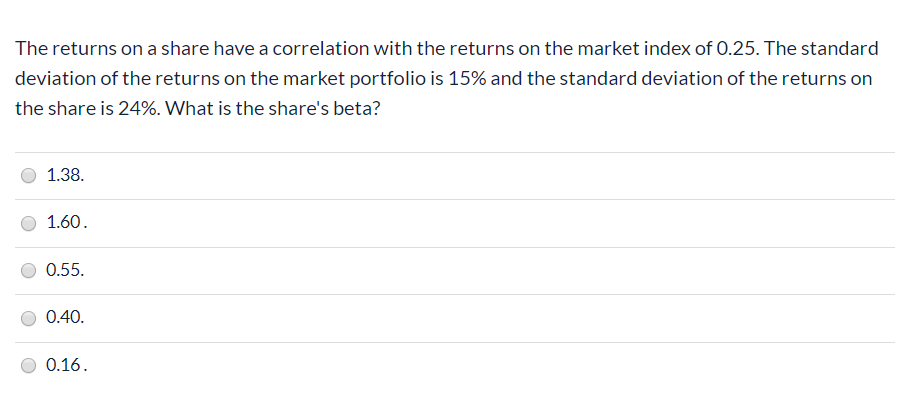  The returns on a share have a correlation with the returns