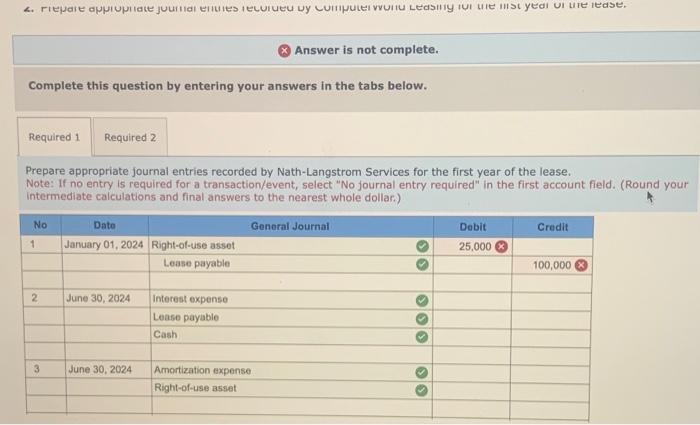 lessor; operating lease [LO15-4] On January 1, 2024, Nath-Langstrom Services, Incorporated, a