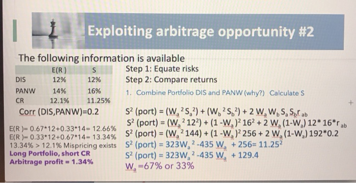 where did they get the 67% and or 33% Exploiting arbitrage opportunity