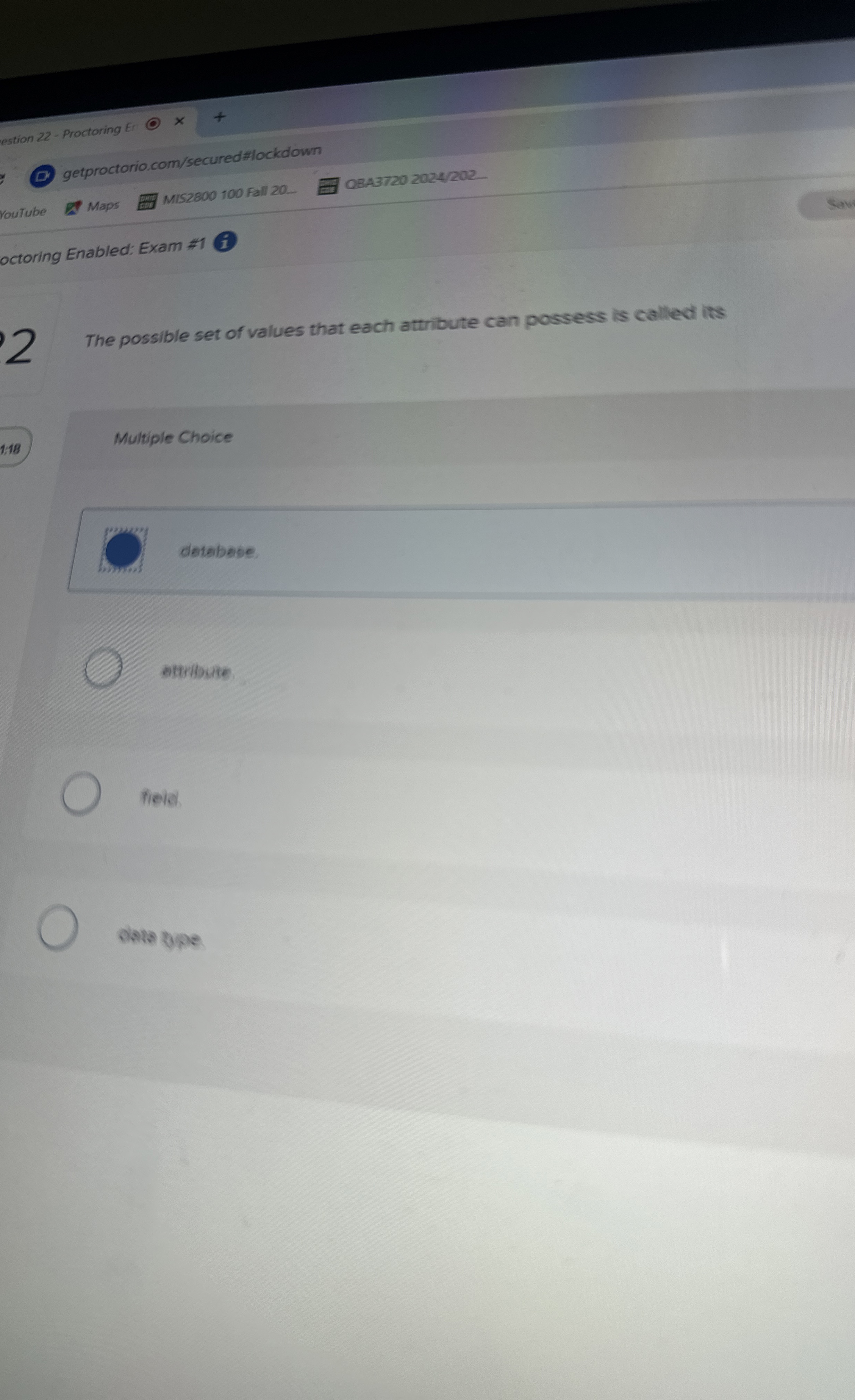  The possible set of values that each attribute can possess is