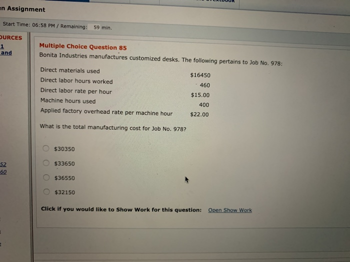  n Assignment Start Time: 06:58 PM / Remaining: 59 min URCES