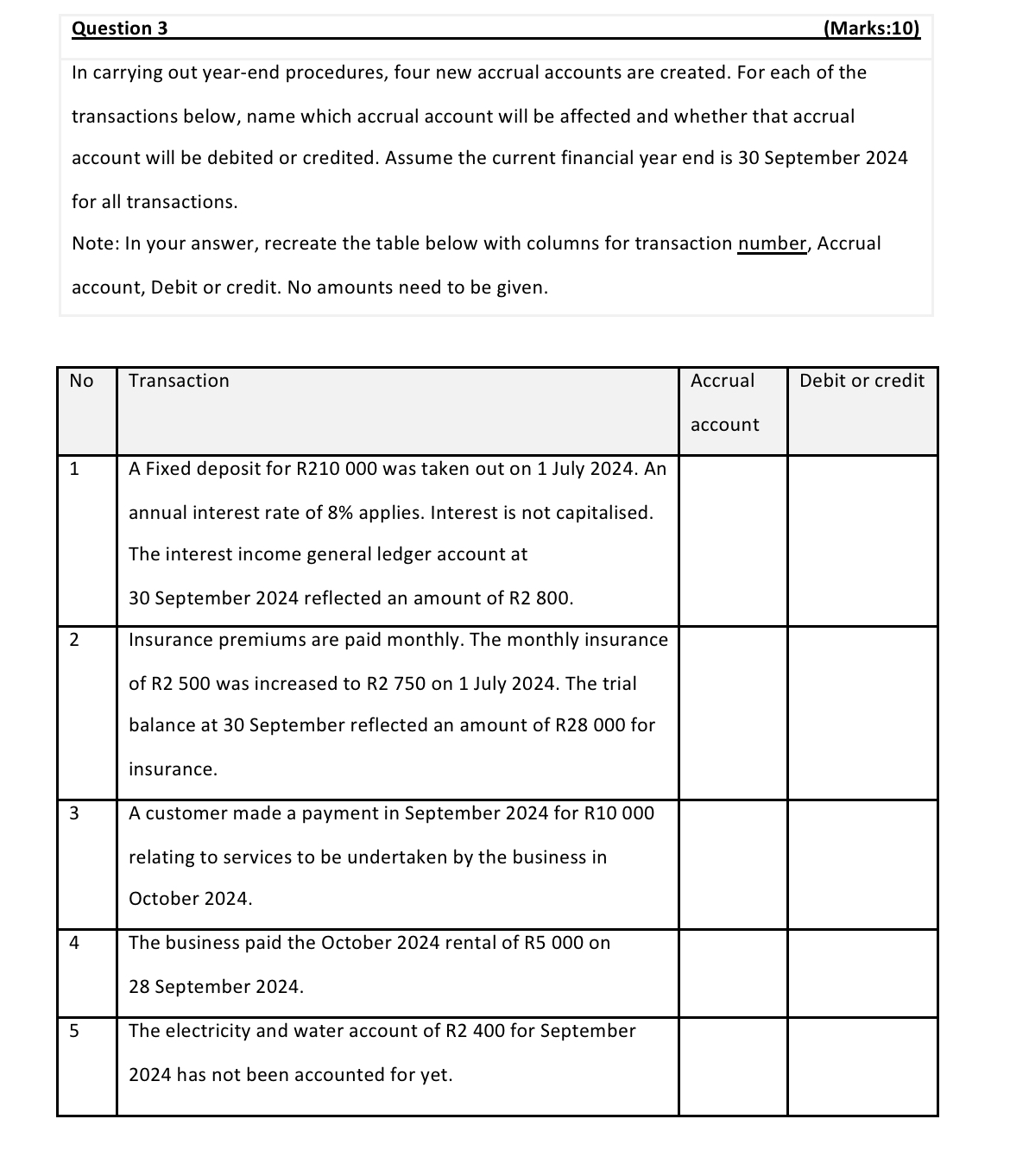  Question 3 In carrying out year-end procedures, four new accrual accounts