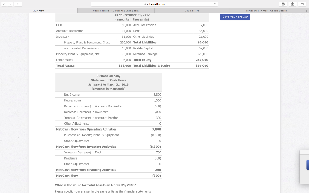 mbamath.com MBA Math Search Textbook Solutions Chegg.com Course Hero screenshot on