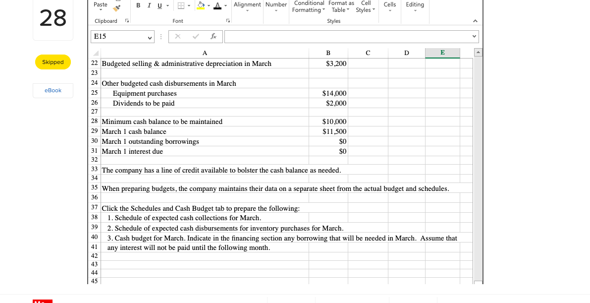 a direct materials budget, including a schedule of expected cash disbursements for