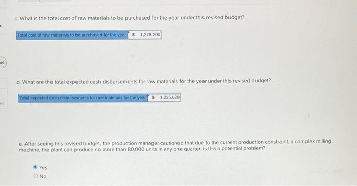 The marketing manager would like to use the following projections in the