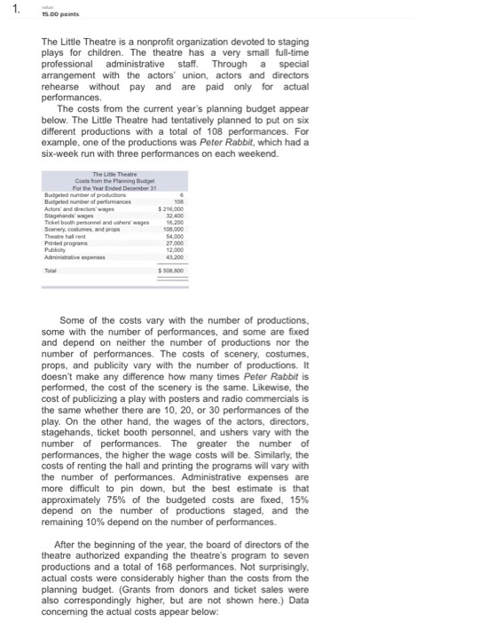  Please show your work in the answer. 5.00 points The Little