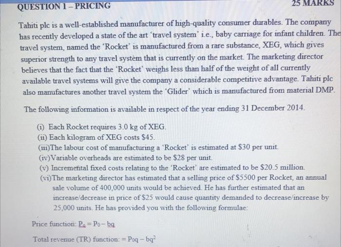 an upvote will be given please show all working out Tahiti plc