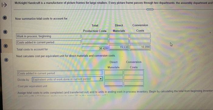units and equivalent units. (For amounts with a 0 balance, make sure