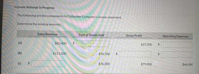  Q17 Current Attempt in Progress The following are the components in