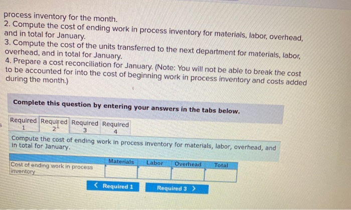 units and transferred them to the next department. The cost of beginning
