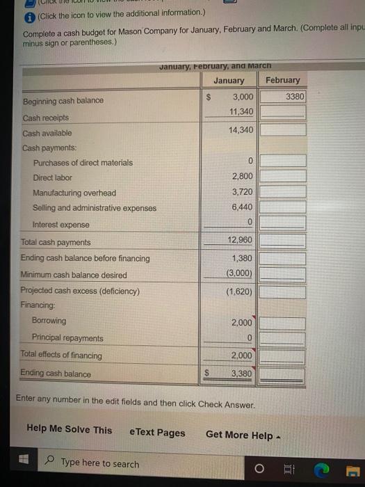  (Click the icon to view the additional information.) Complete a cash