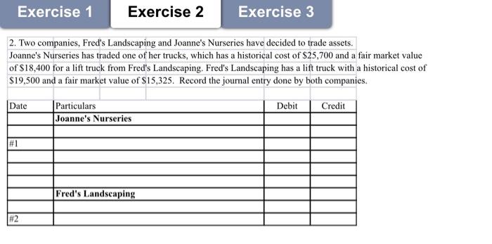 exercise 2 Exercise 1 Exercise 2 Exercise 3 2. Two companies, Fred's