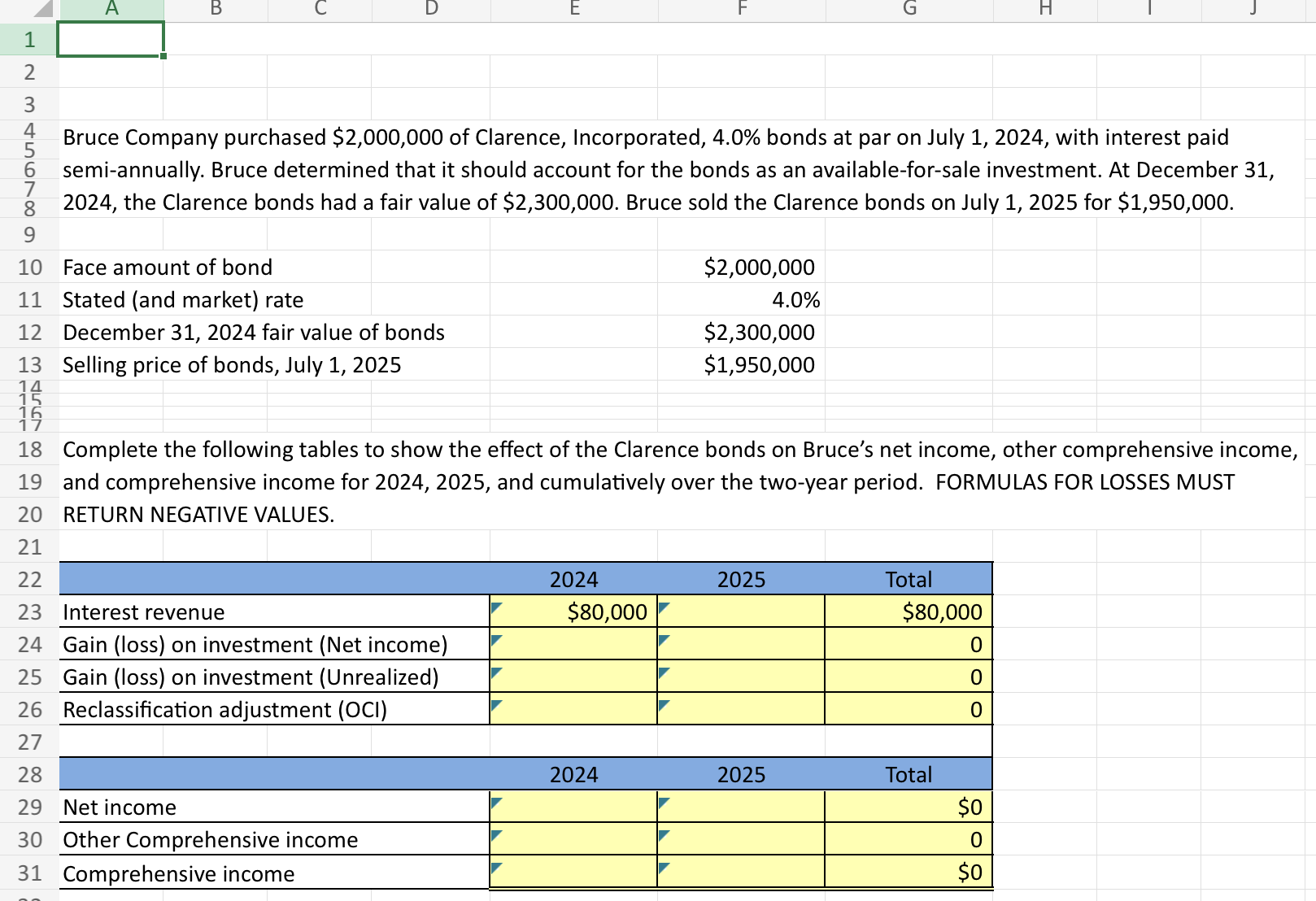  NEED THE EXCEL FORMULAS FOR EACH ANSWER IN ORDER FOR IT
