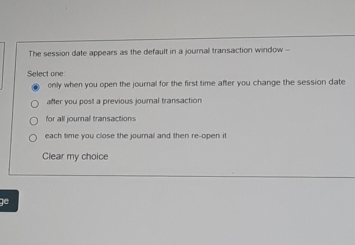  The session date appears as the default in a journal transaction
