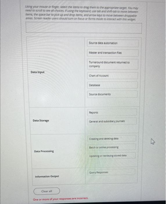 please match them correctly, they are incorect Using your mouse or finger,