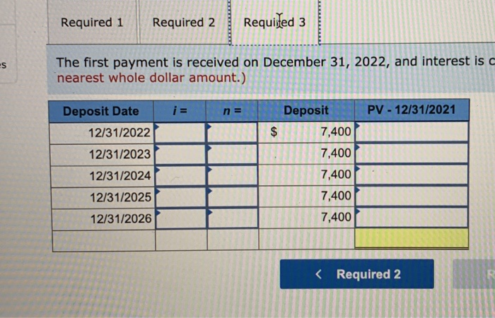present value on December 31, 2021, of a five-period annual annuity of
