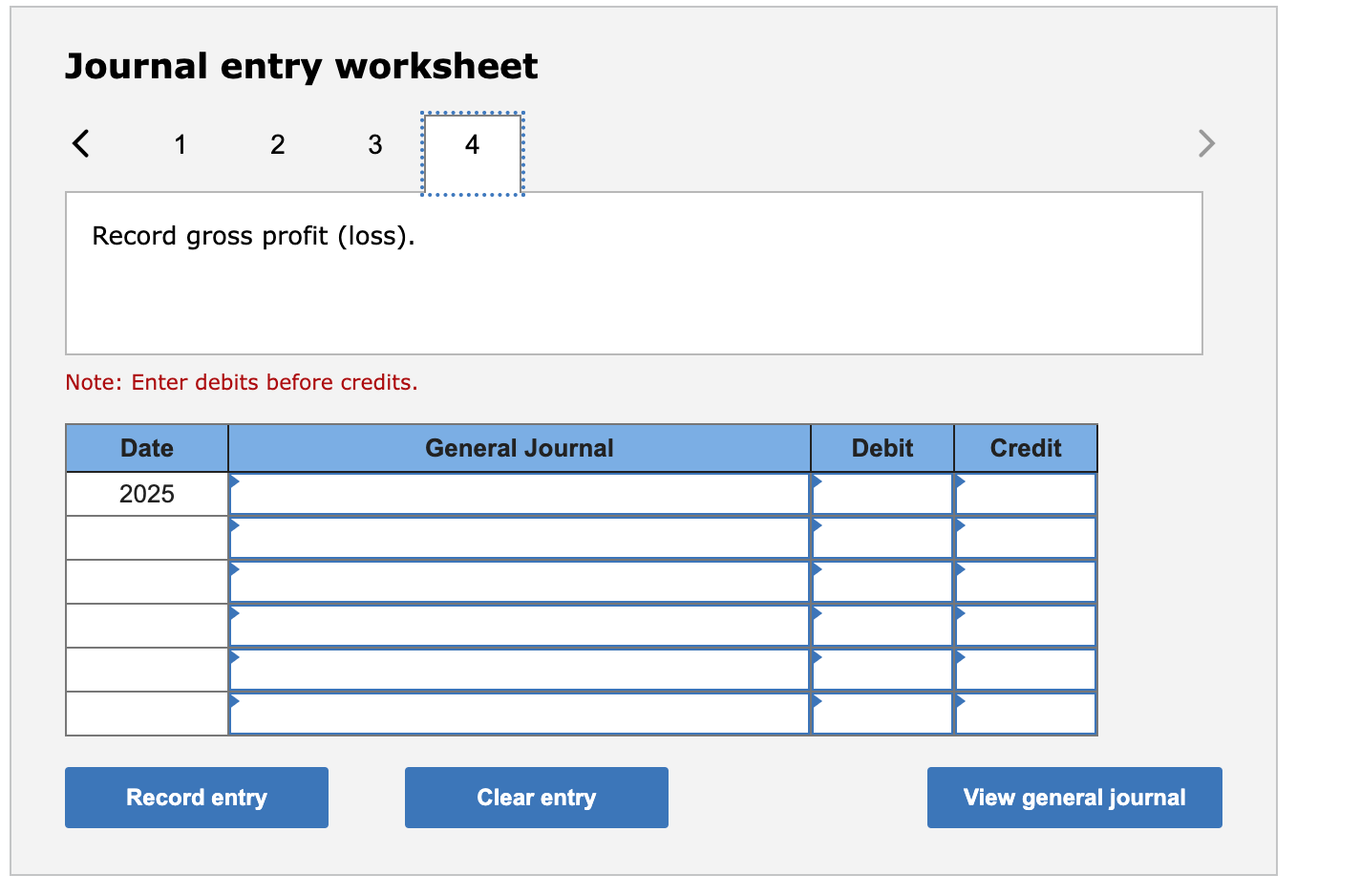 complete the necessary journal entries for the year 2025 (credit "Cash, Materials,