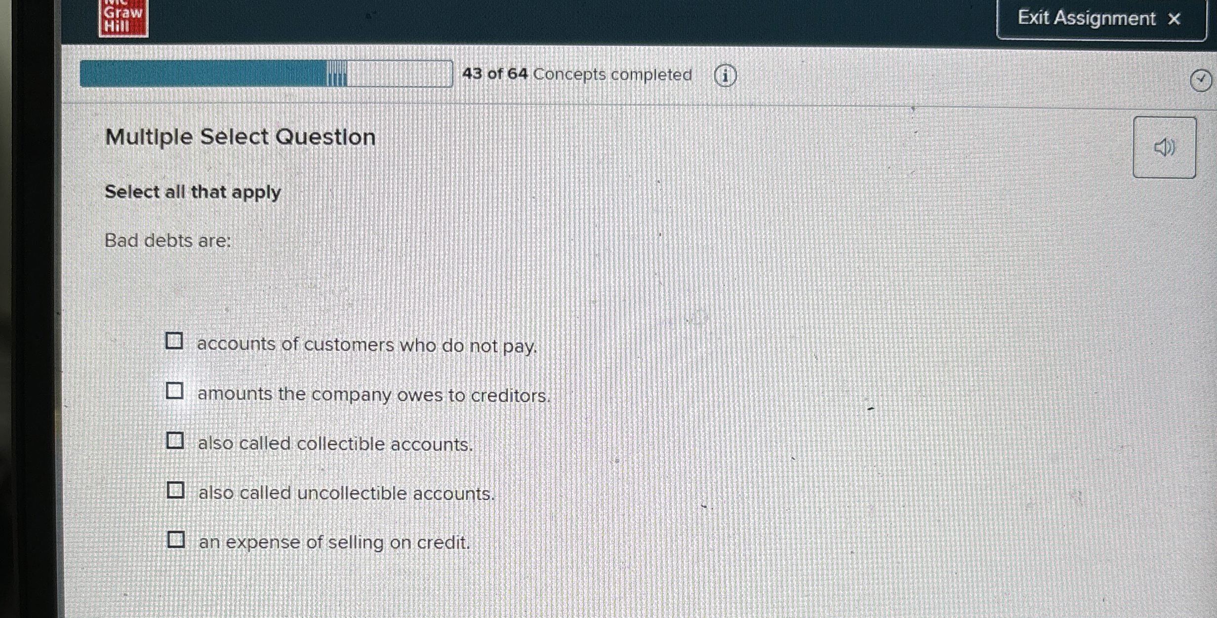  Multiple Select Question Select all that apply Bad debts are: accounts