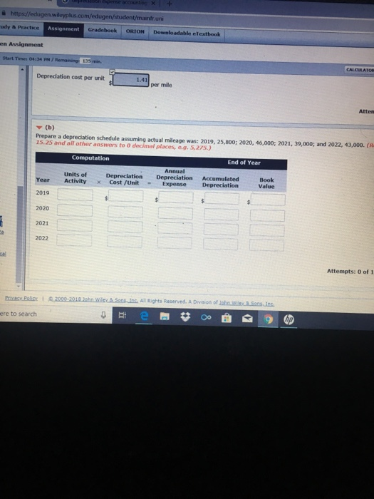 value is expected to be $7,300 was parchased on January 1, 2019,