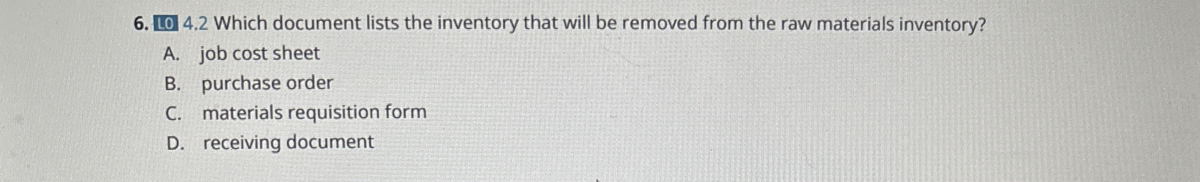  L04.2 Which document lists the inventory that will be removed from