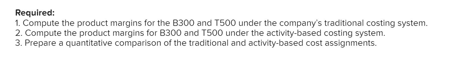 industrial component partsthe B300 and the T500. An absorption costing income statement