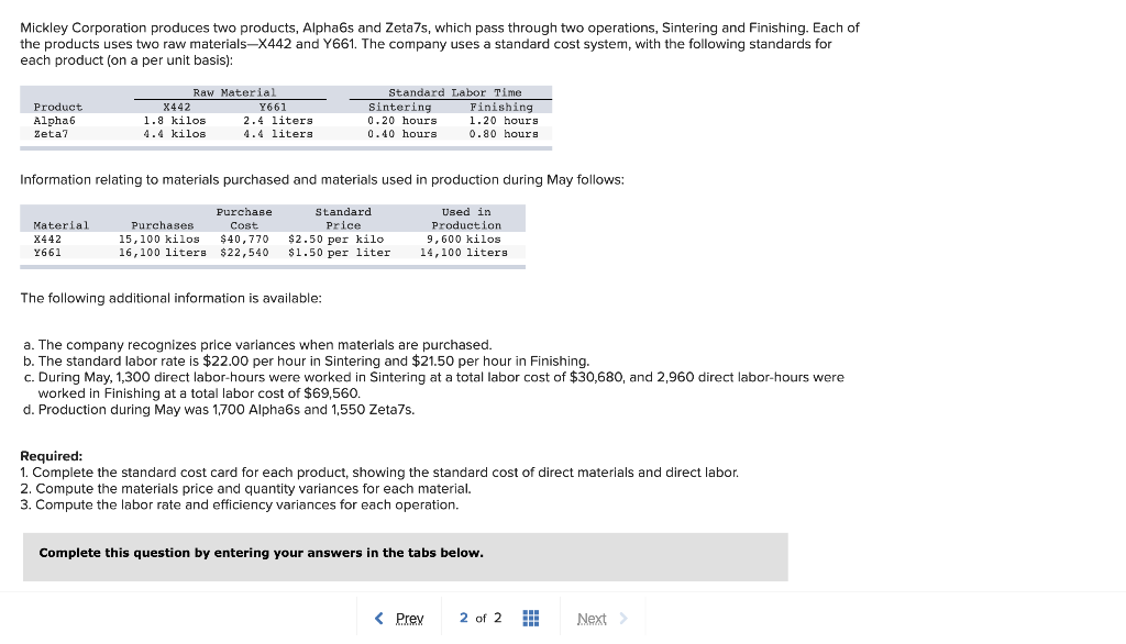 3. Compute the labor rate and efficiency variances for each operation Complete