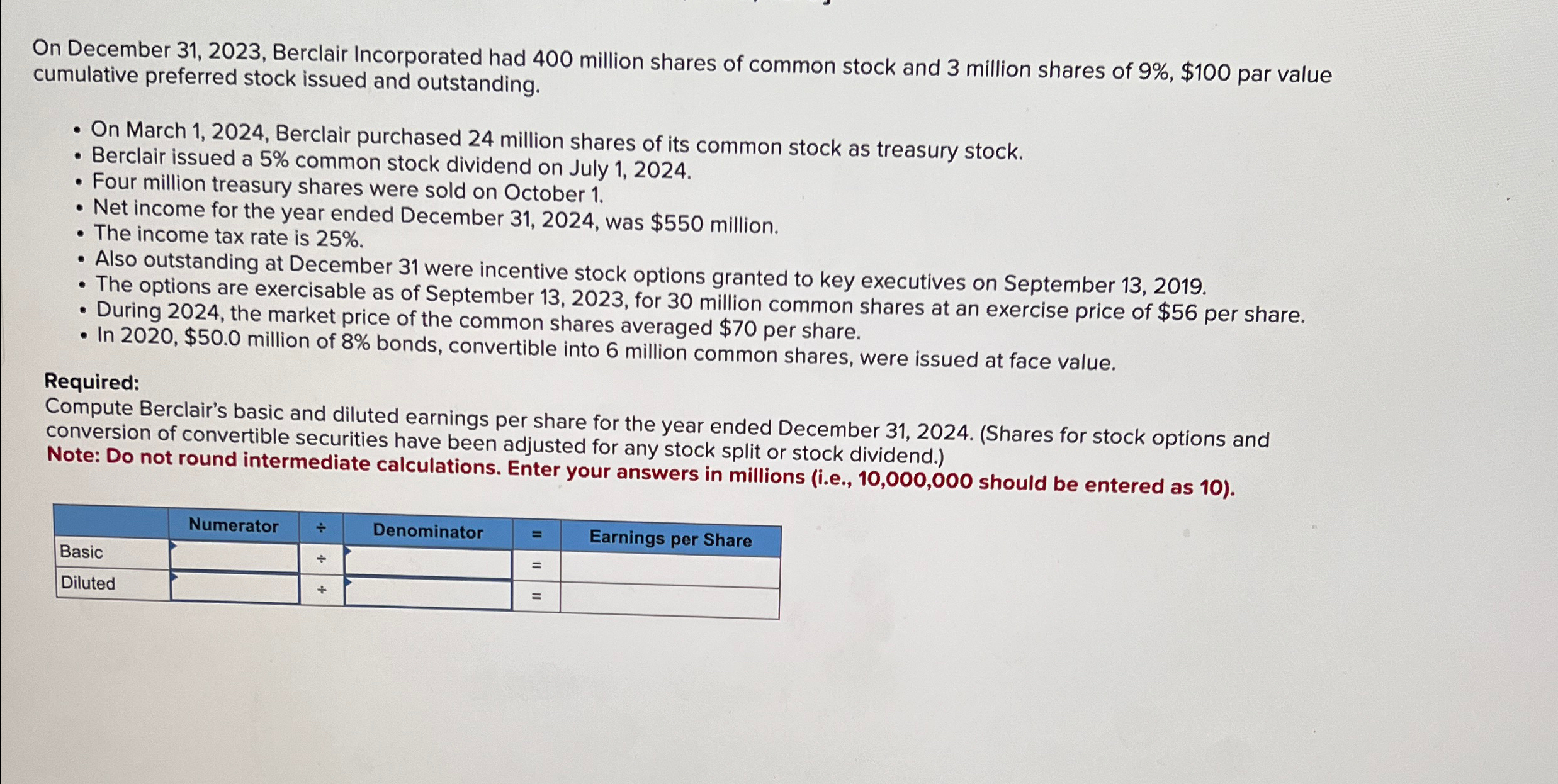  On December 31,2023, Berclair Incorporated had 400 million shares of common
