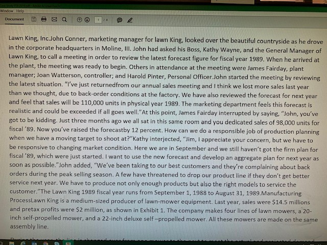 Discussion Questions: (see attachment for information) 1. Develop a forecast to use