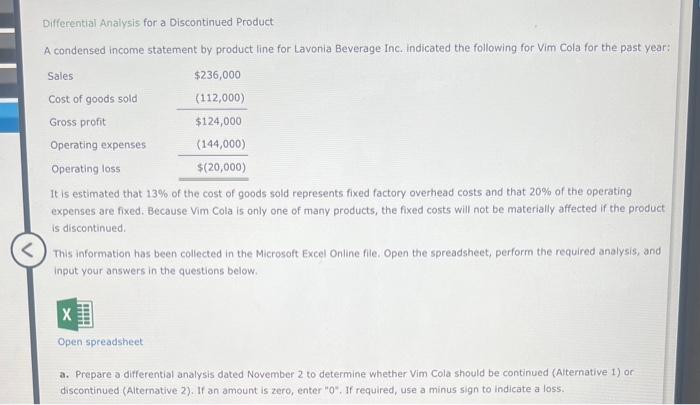 ex 1: ex 2: ex 3 Differential Analysis for a Discontinued Product