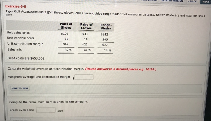  PRNER VRST ON BACK NEXT Exercise 6-9 Tiger Golf Accessories sells