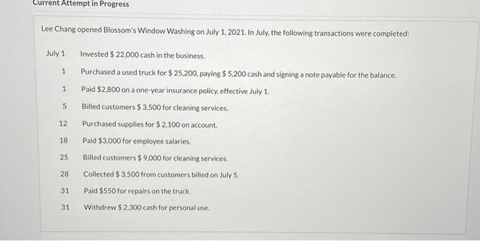 d? Current Attempt in Progress Lee Chang opened Blossom's Window Washing on