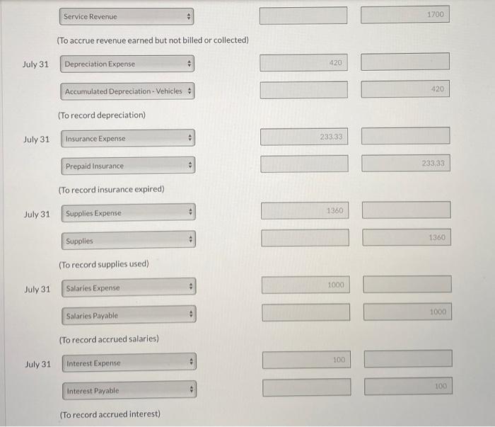 Paid $550 for repairs on the truck. Withdrew $ 2,300 cash for