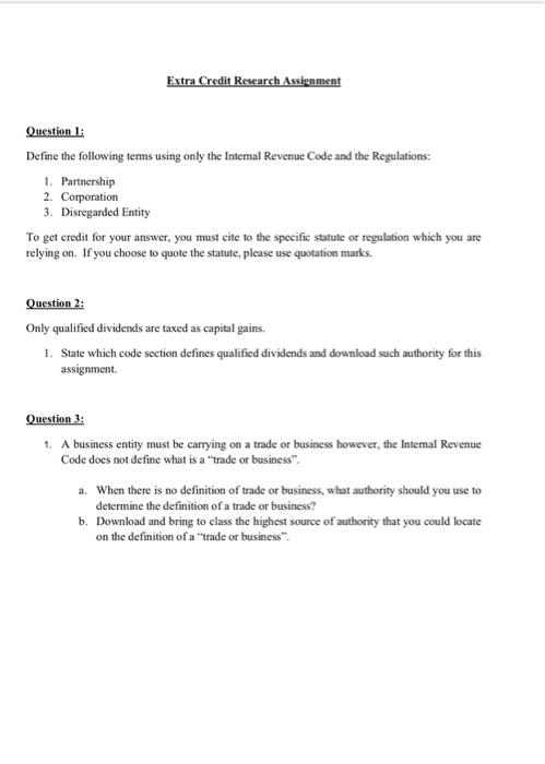  Extra Credit Research Assignment Question 1 Define the following tems using